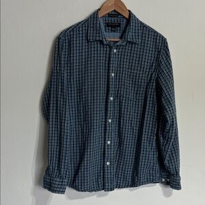Banana Republic Navy Checkered Button Down Shirt